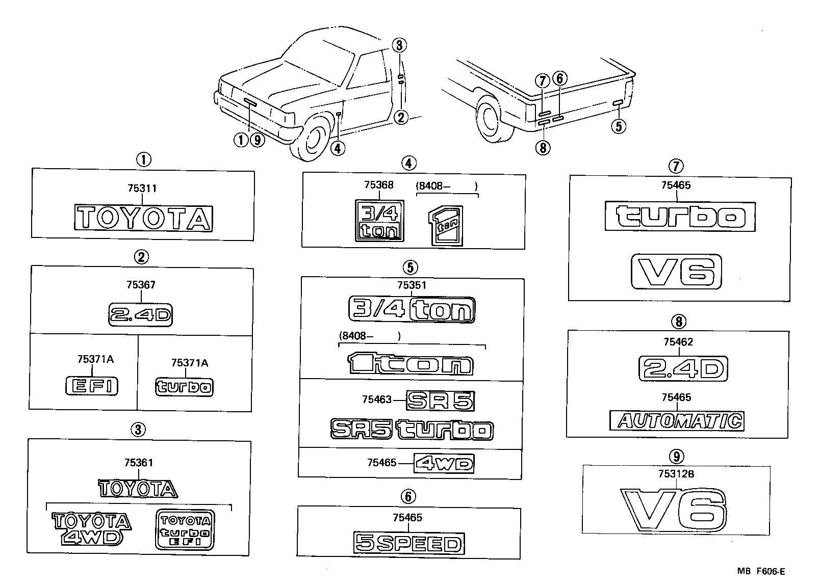 Toyota 75473-89110 PLATE, REAR NAME, NO.5 (MECHANISM)
