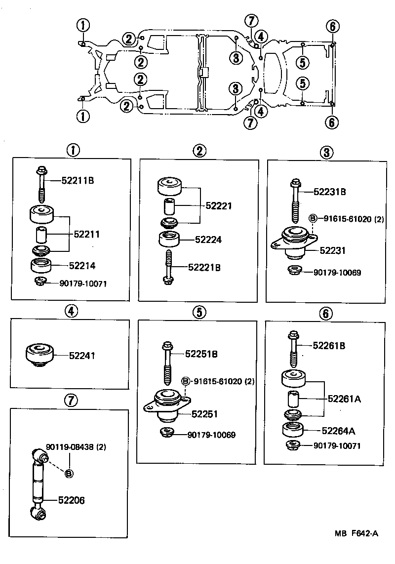 52201-30907 CUSHION, BODY MOUNTING, NO.1 UPPER product image