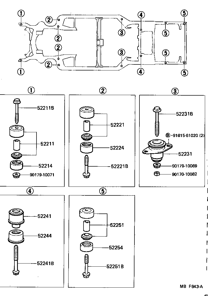 52201-30907 CUSHION, BODY MOUNTING, NO.1 UPPER product image