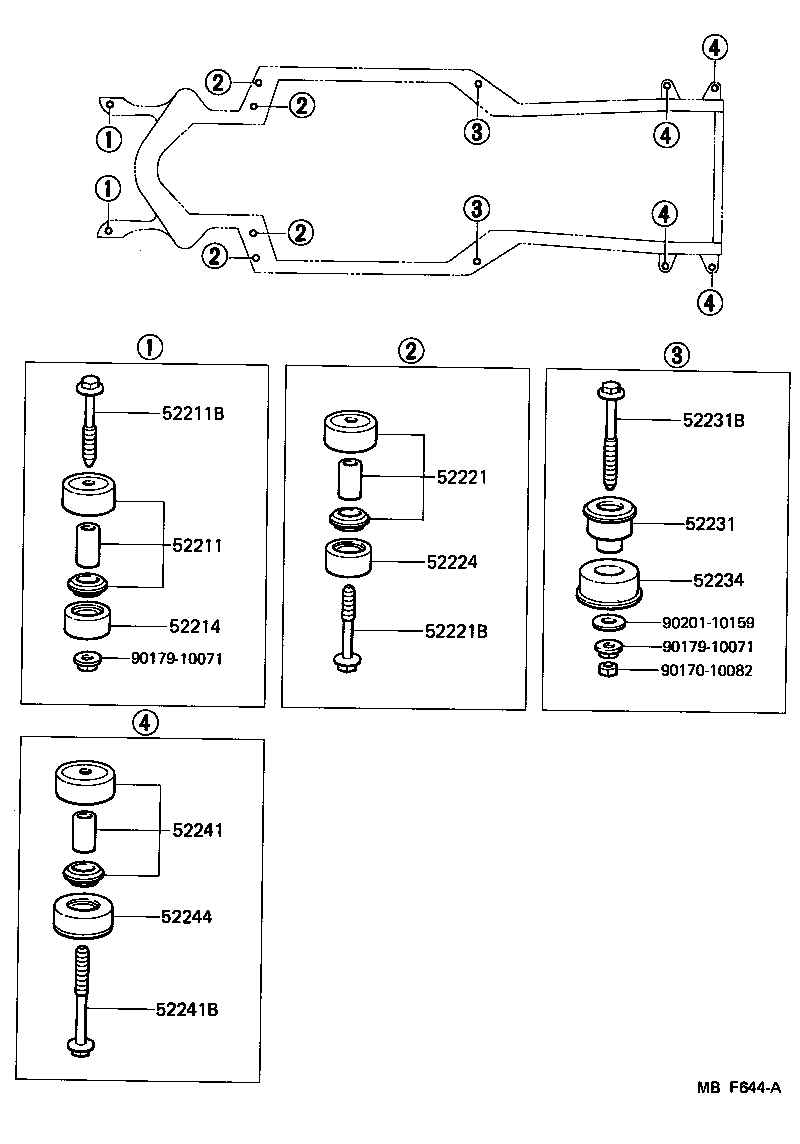 52205-91702 CUSHION, BODY MOUNT, NO.4 LOWER product image