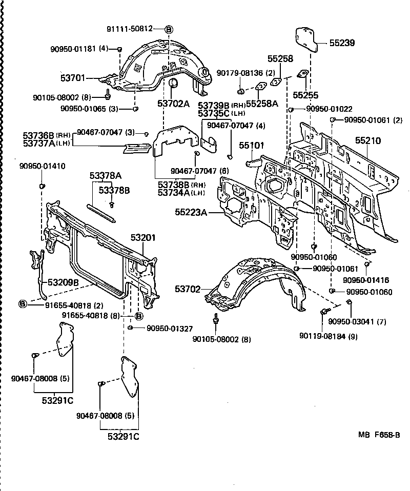53701-30660 APRON SUB-ASSY, FRONT FENDER, RH product image