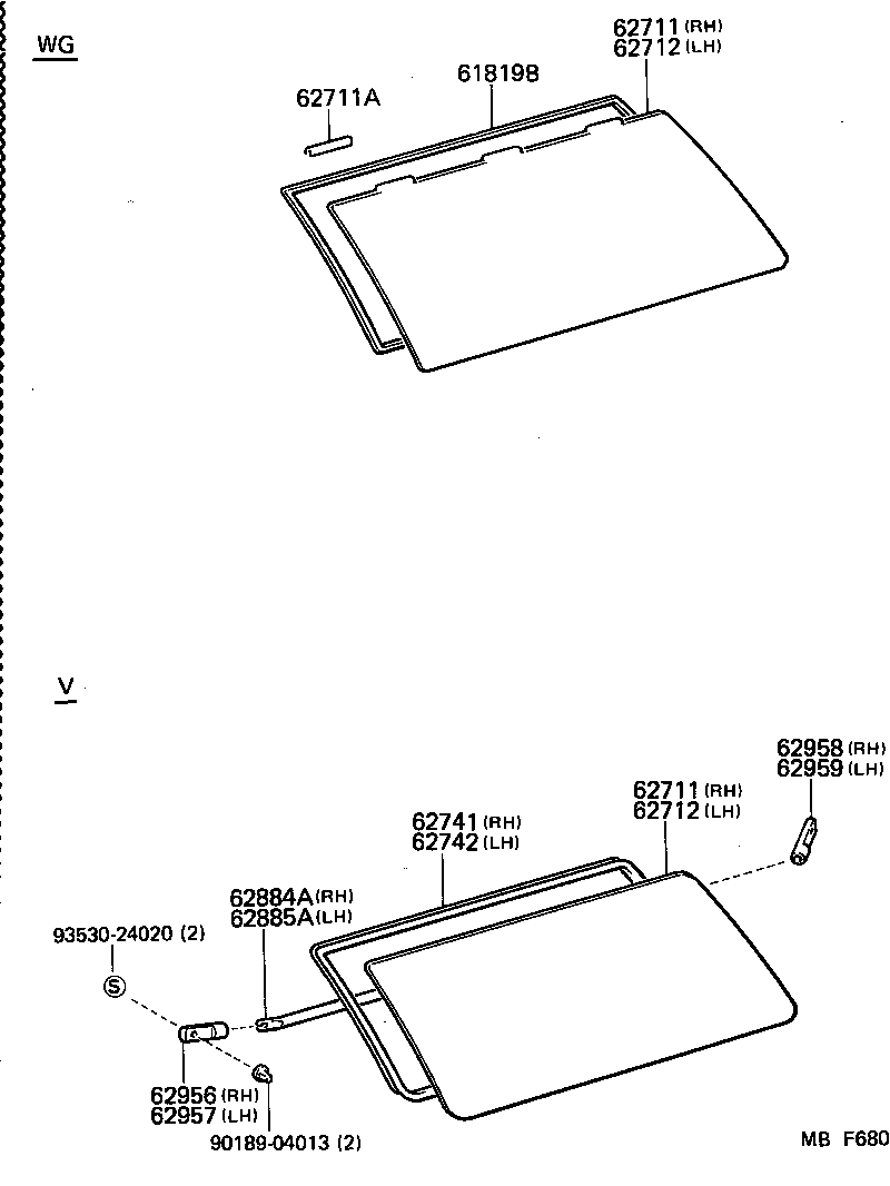 62712-91708 GLASS, QUARTER WINDOW, LH product image