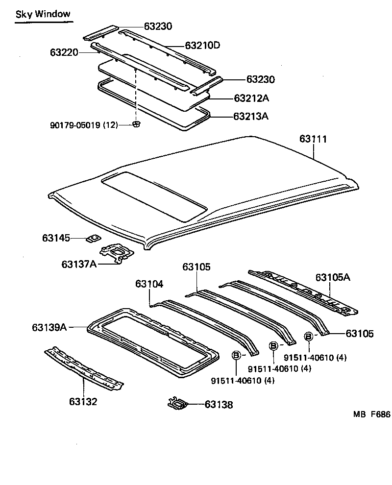 63111-30160 PANEL, ROOF product image