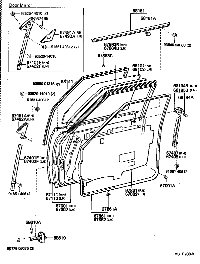 67401-30140 FRAME SUB-ASSY, FRONT DOOR, FRONT LOWER RH product image