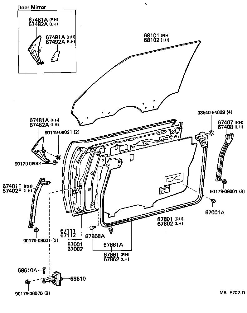 67401-30140 FRAME SUB-ASSY, FRONT DOOR, FRONT LOWER RH product image