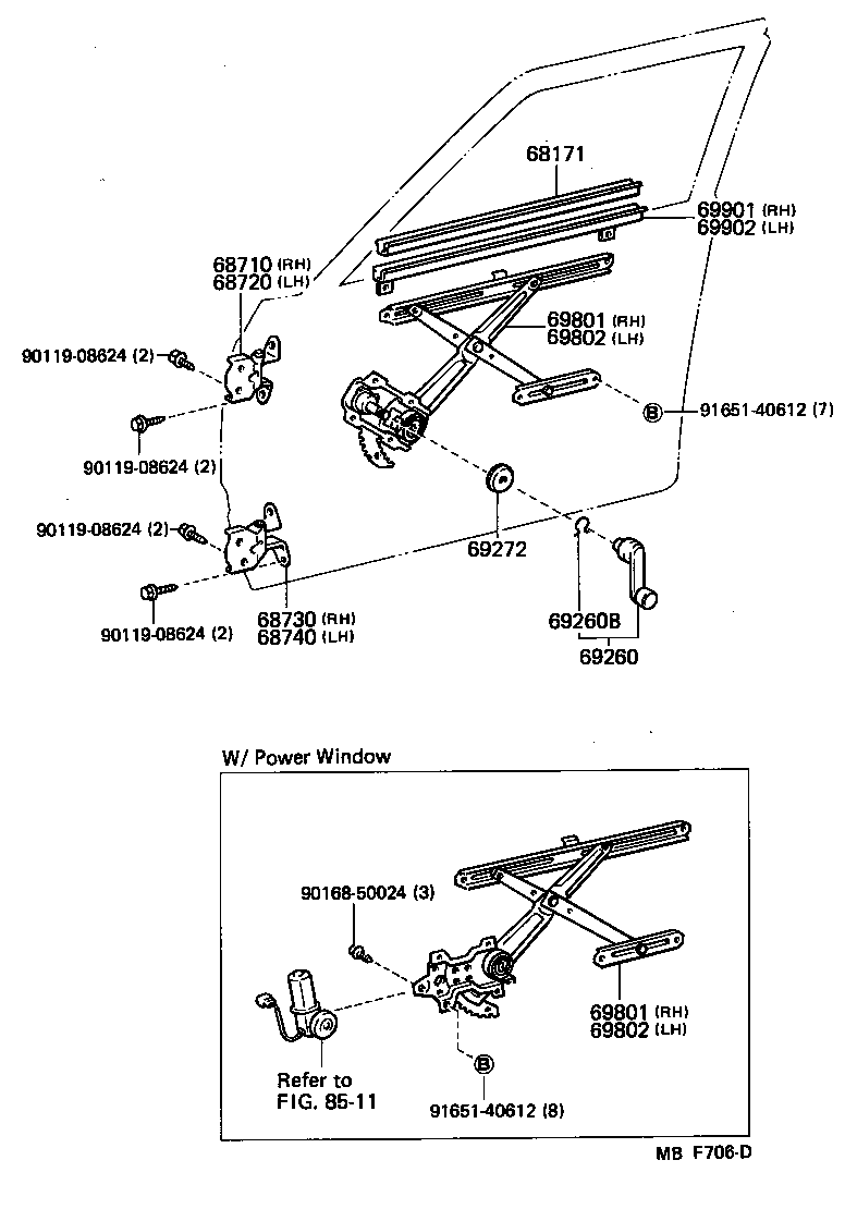 69802-30150 REGULATOR SUB-ASSY, FRONT DOOR WINDOW, LH product image