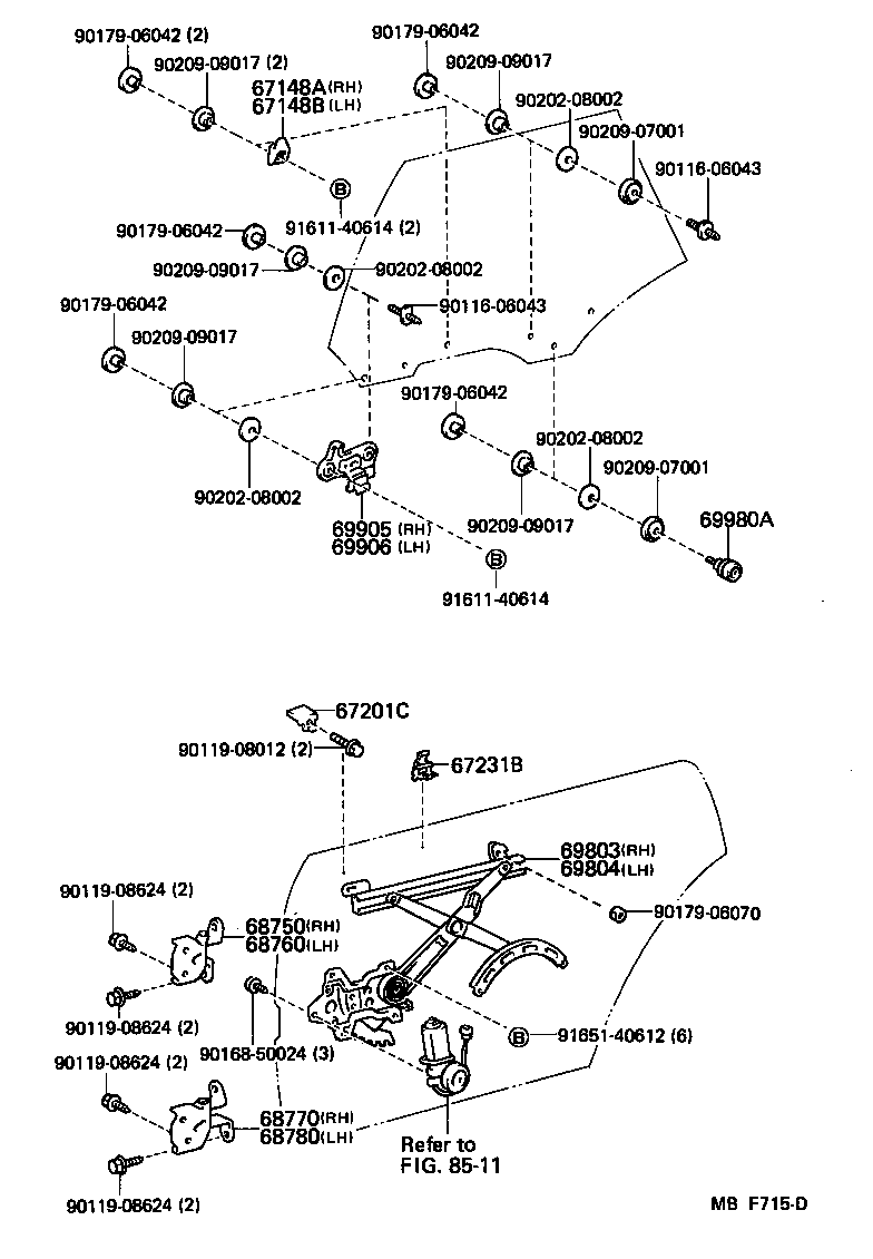 68750-30050 HINGE ASSY, REAR DOOR, UPPER RH product image