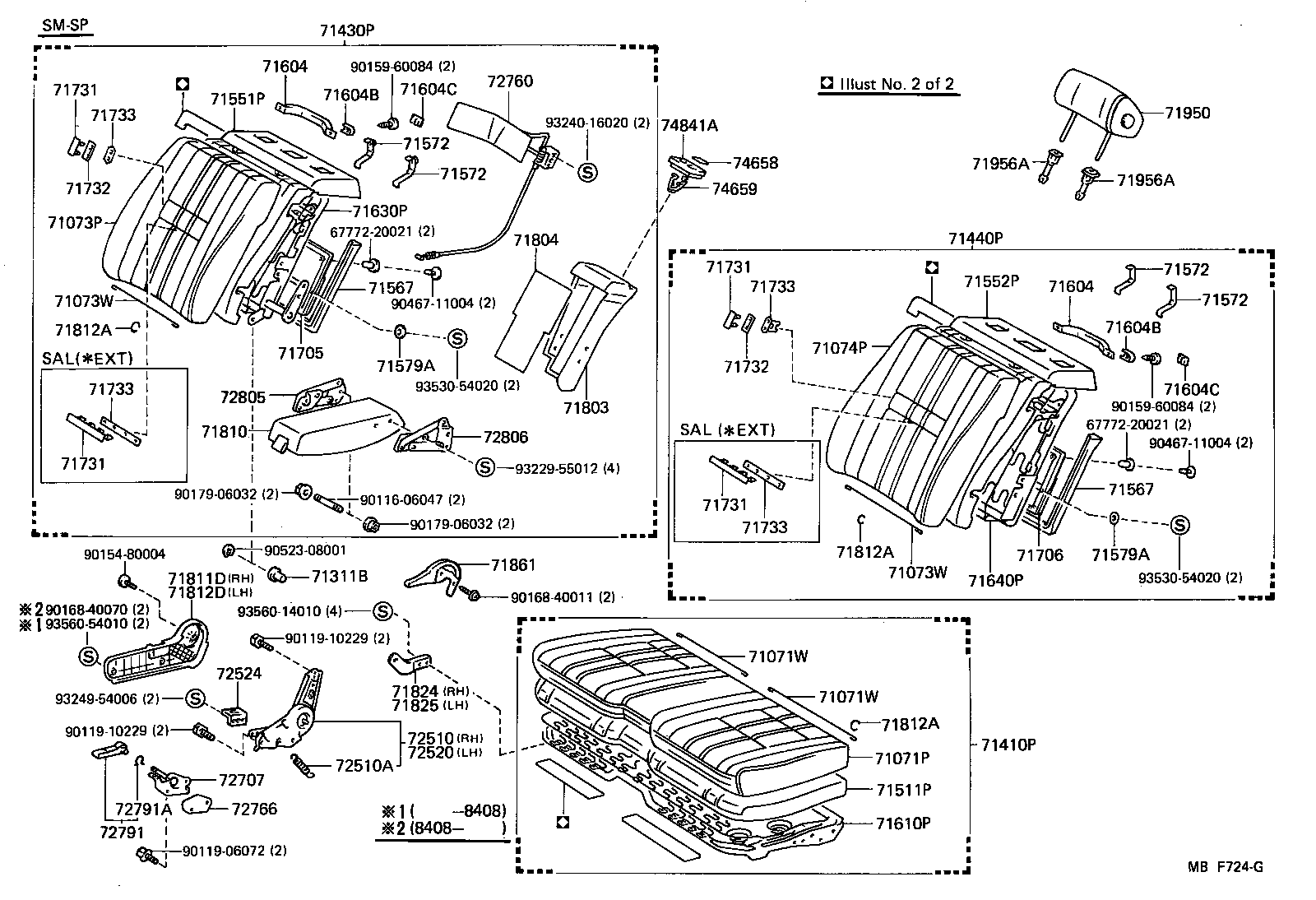 71640-30320 SPRING ASSY, FRONT SEAT BACK, LH(FOR SEPARATE TYPE) product image