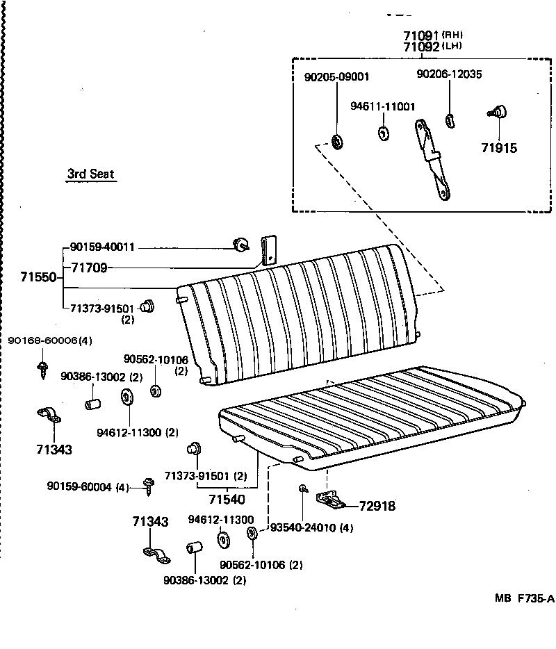 62552-91701 GARNISH, REAR SEAT SIDE, LH product image