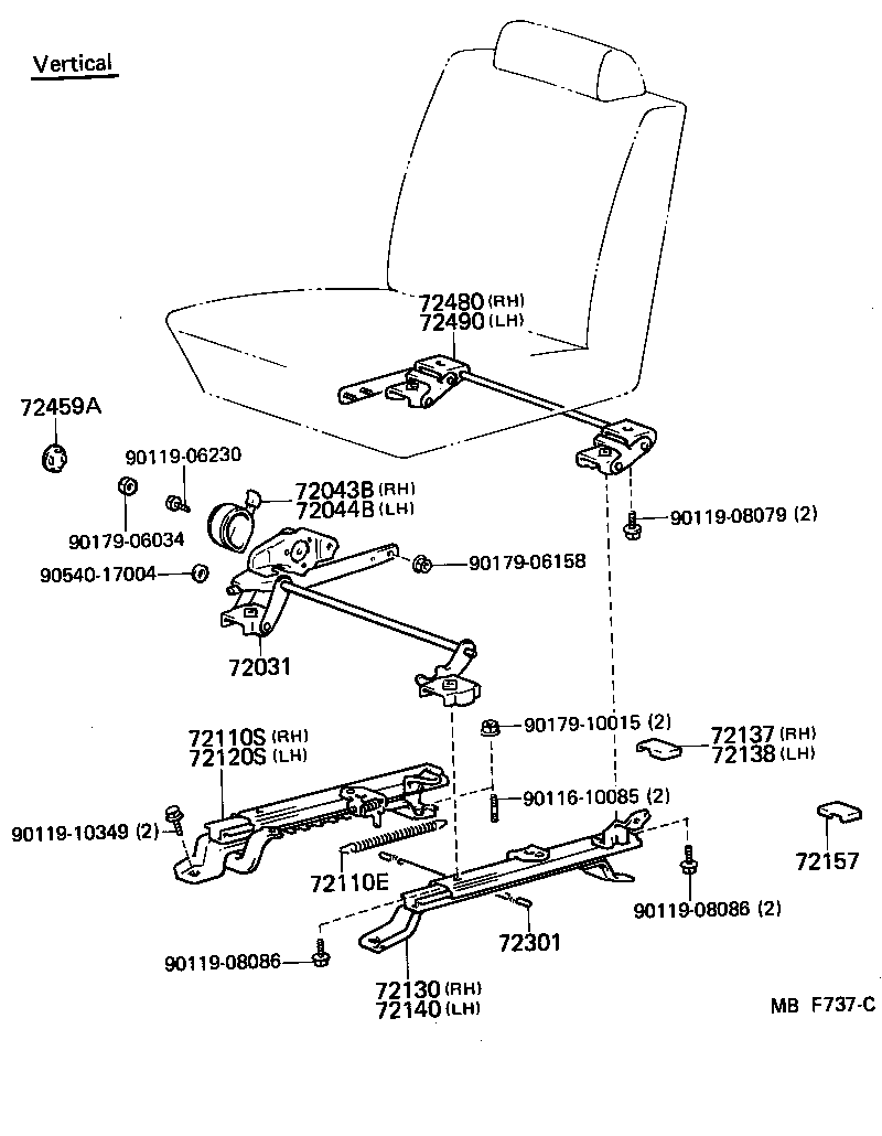 71630-30560 SPRING ASSY, FRONT SEAT BACK, RH(FOR SEPARATE TYPE) product image