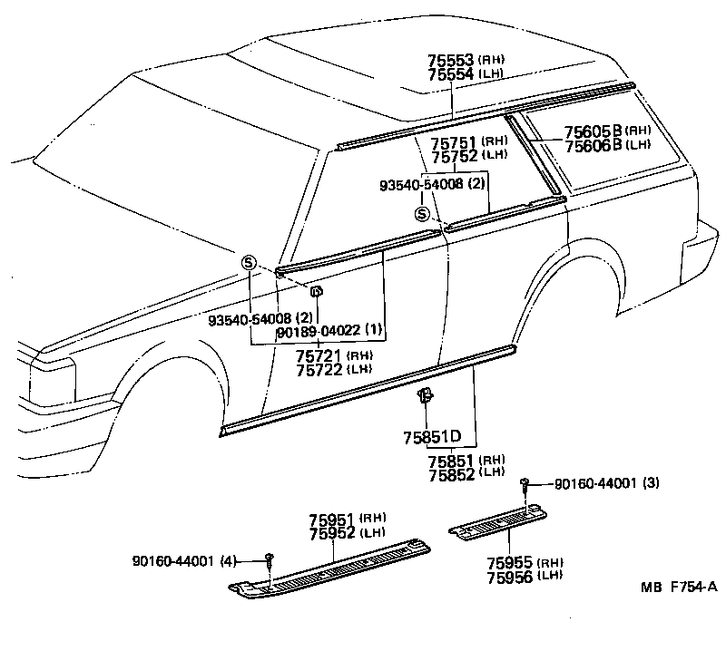 75740-30130 MOULDING, REAR DOOR BELT, LH product image