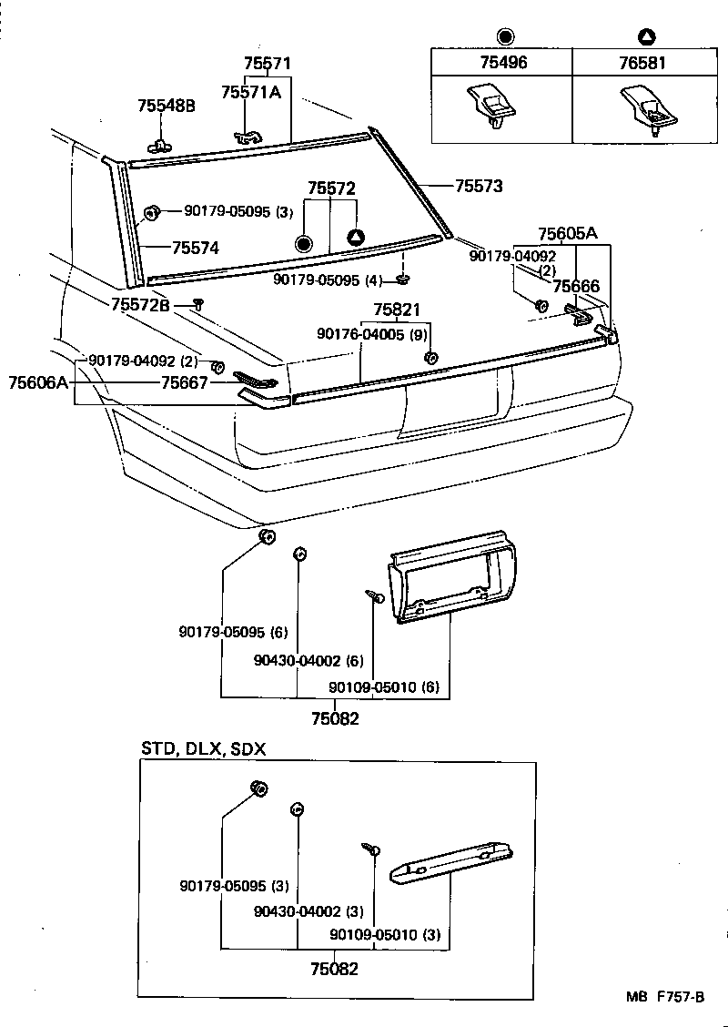 75573-91702 MOULDING, BACK WINDOW SIDE, RH product image