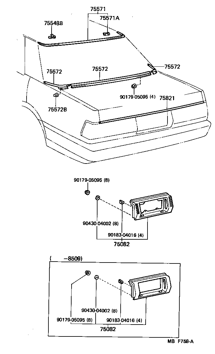 75573-91702 MOULDING, BACK WINDOW SIDE, RH product image