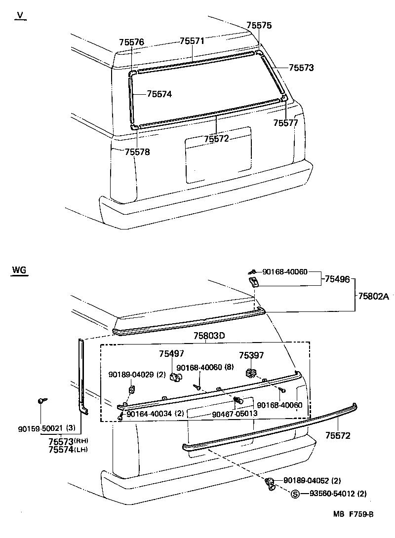 75573-91702 MOULDING, BACK WINDOW SIDE, RH product image