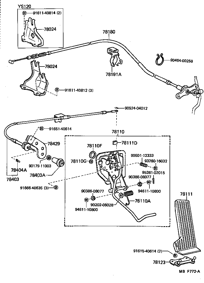 78184-30110 BRACKET SUB-ASSY, ACCELERATOR CONTROL CABLE product image