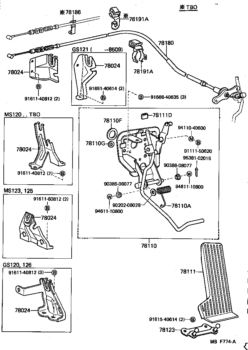 78184-30110 BRACKET SUB-ASSY, ACCELERATOR CONTROL CABLE product image