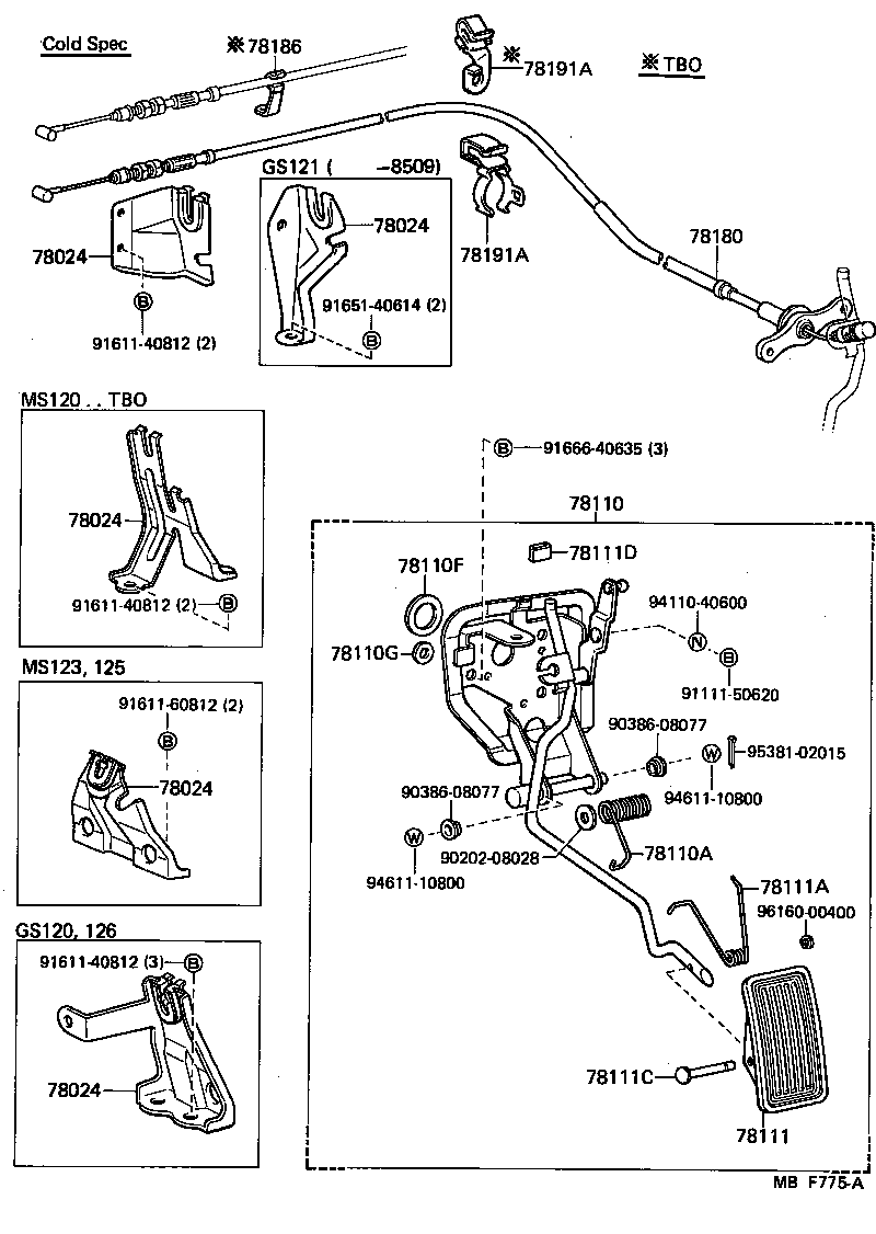 78184-30110 BRACKET SUB-ASSY, ACCELERATOR CONTROL CABLE product image