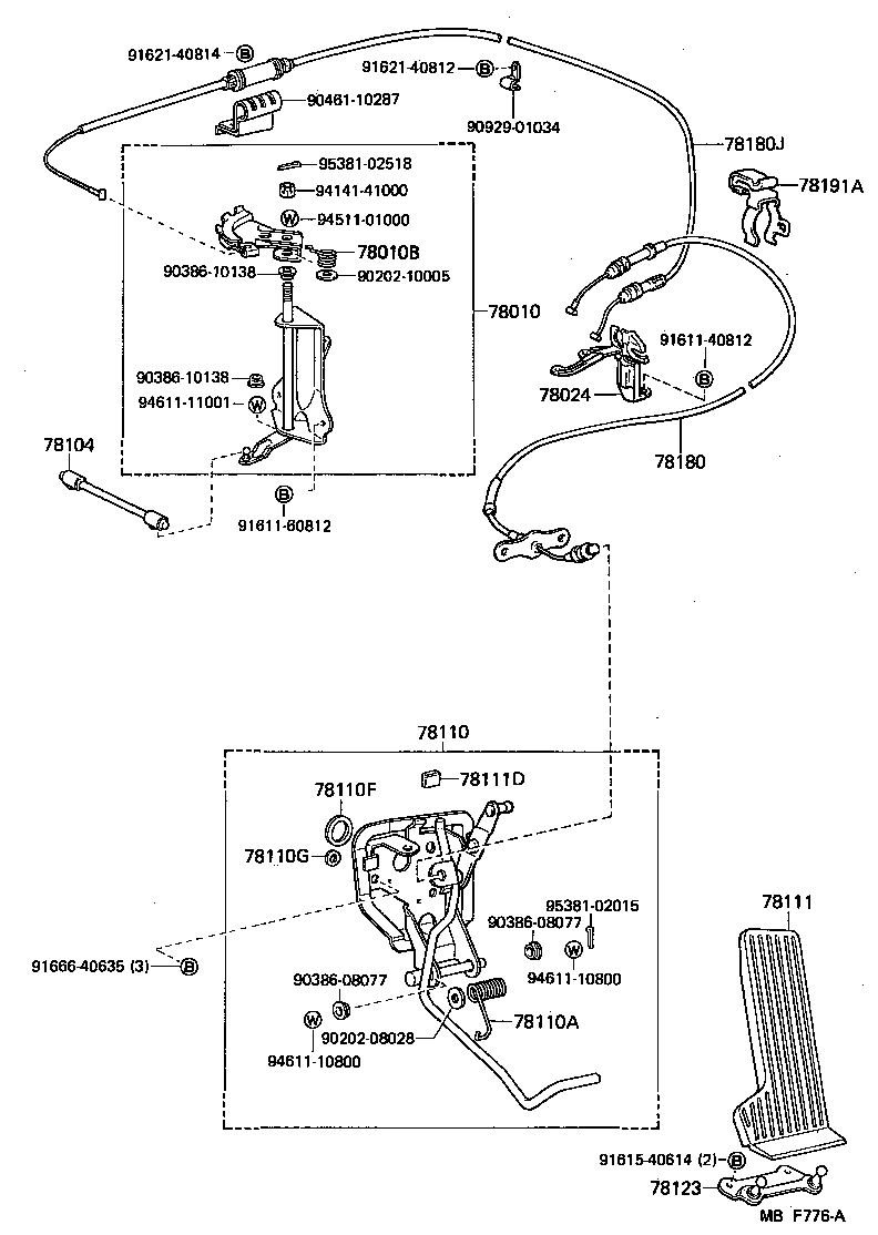 78184-30110 BRACKET SUB-ASSY, ACCELERATOR CONTROL CABLE product image
