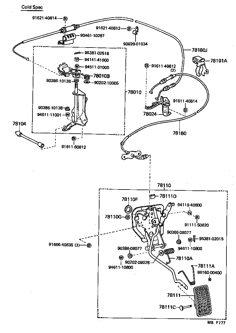78184-30110 BRACKET SUB-ASSY, ACCELERATOR CONTROL CABLE product image