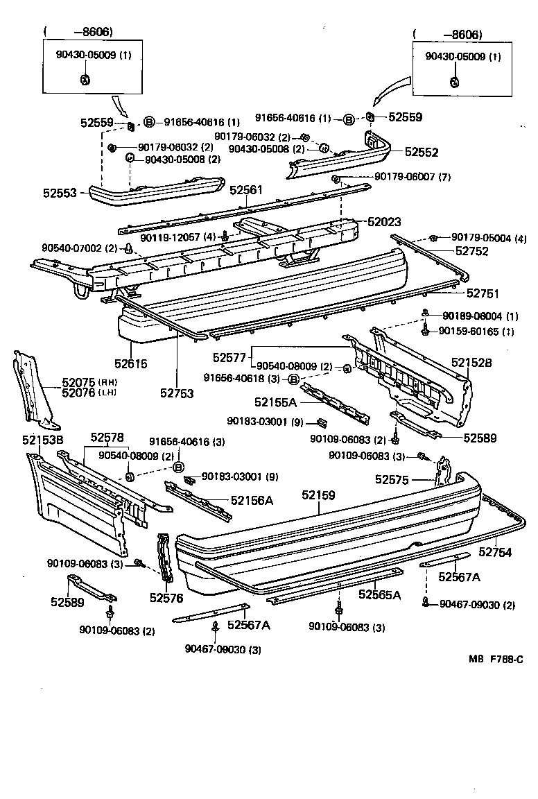 52076-30010 RETAINER SUB-ASSY, REAR BUMPER SIDE, LH product image