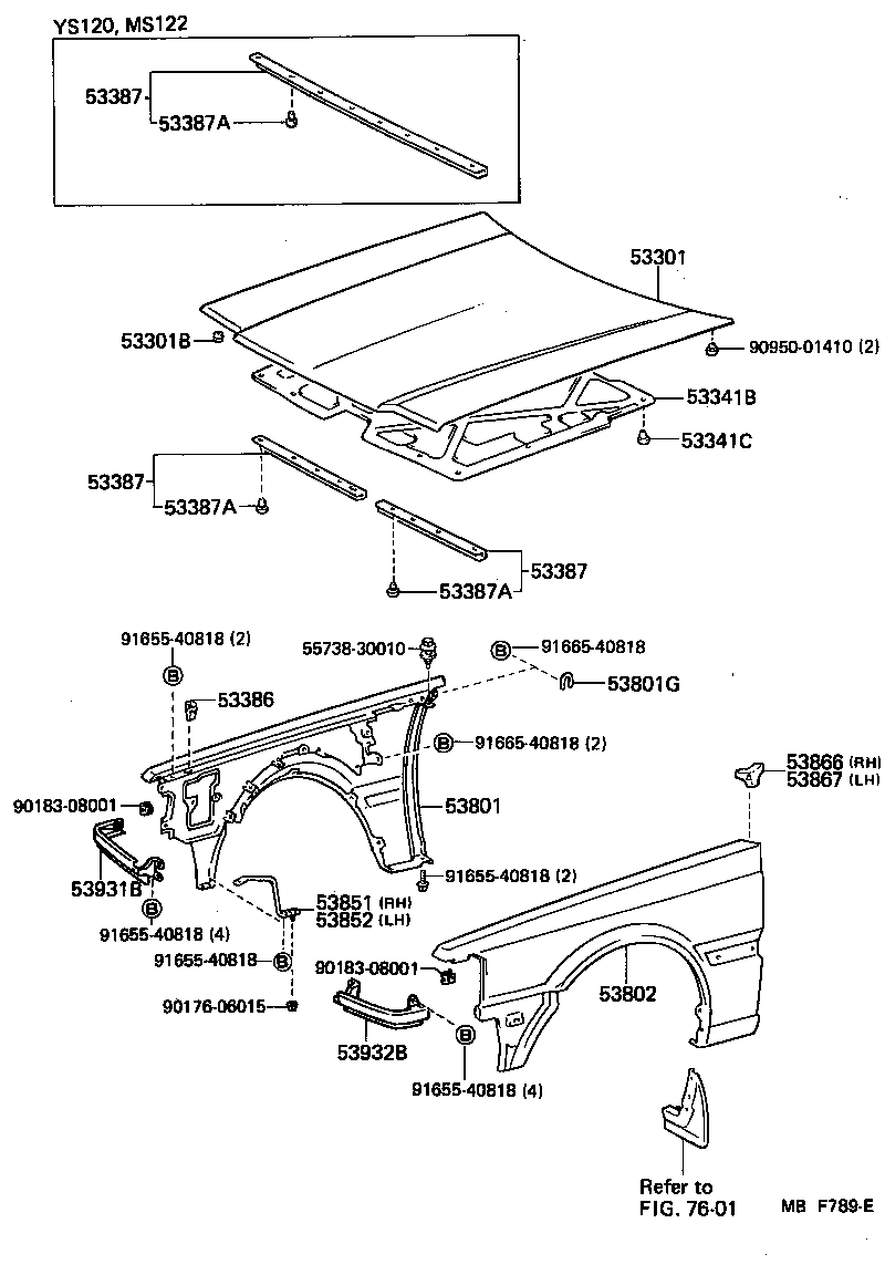 53802-30851 FENDER SUB-ASSY, FRONT LH product image