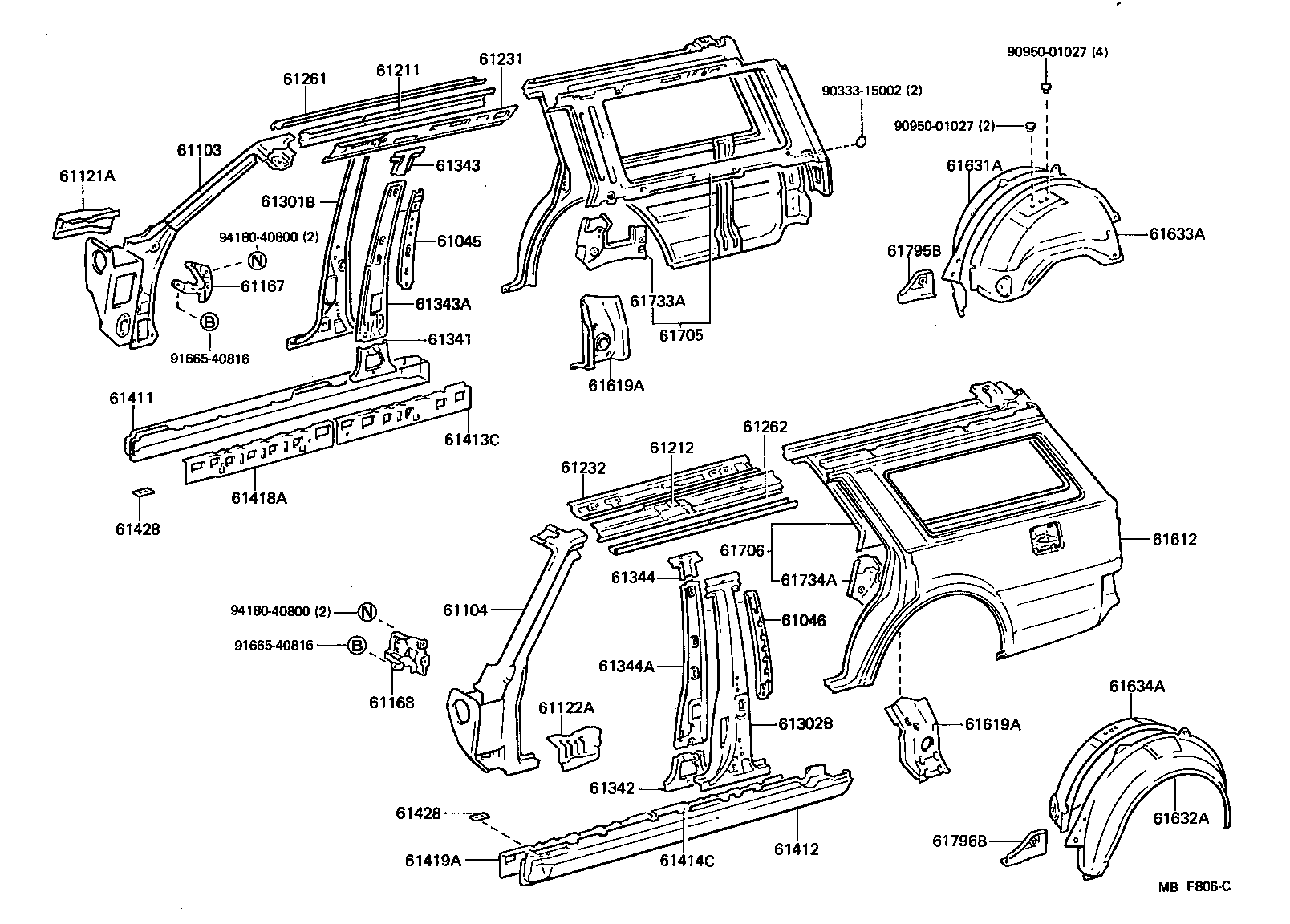 61601-30913 PANEL, QUARTER, RH product image