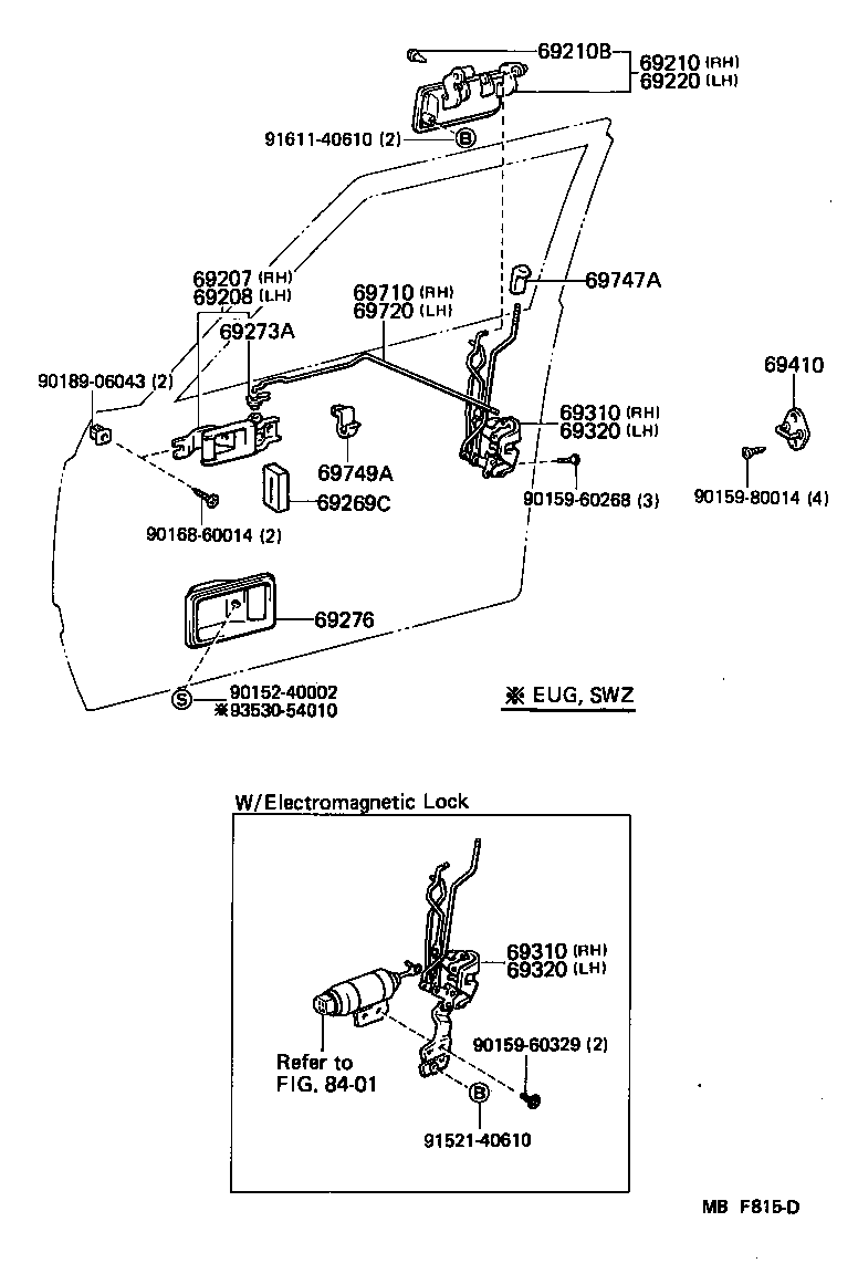 69320-30520 LOCK ASSY, FRONT DOOR, LH product image