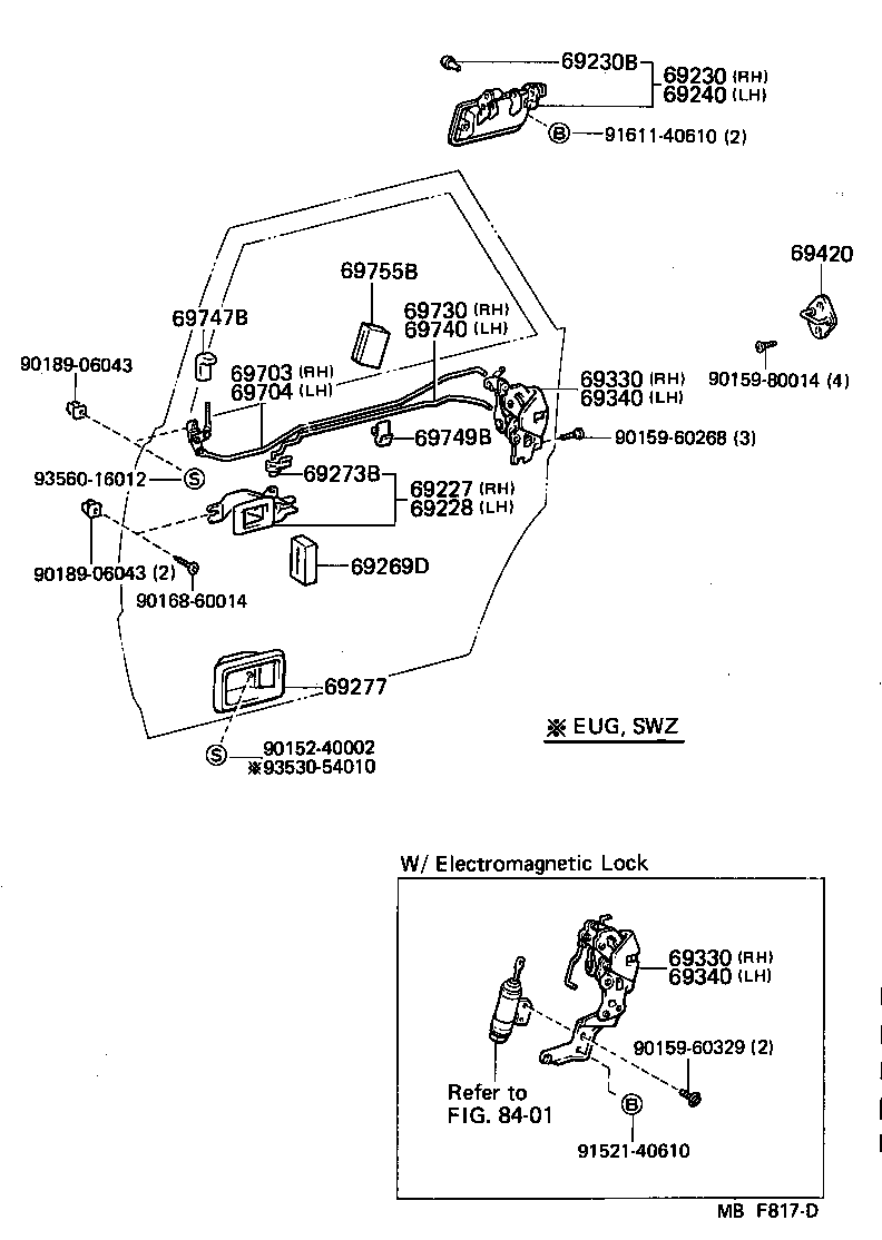 69330-30210 LOCK ASSY, REAR DOOR, RH product image