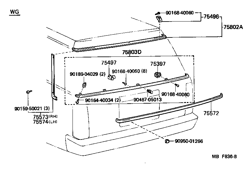 75573-30200 MOULDING, BACK WINDOW SIDE, RH product image