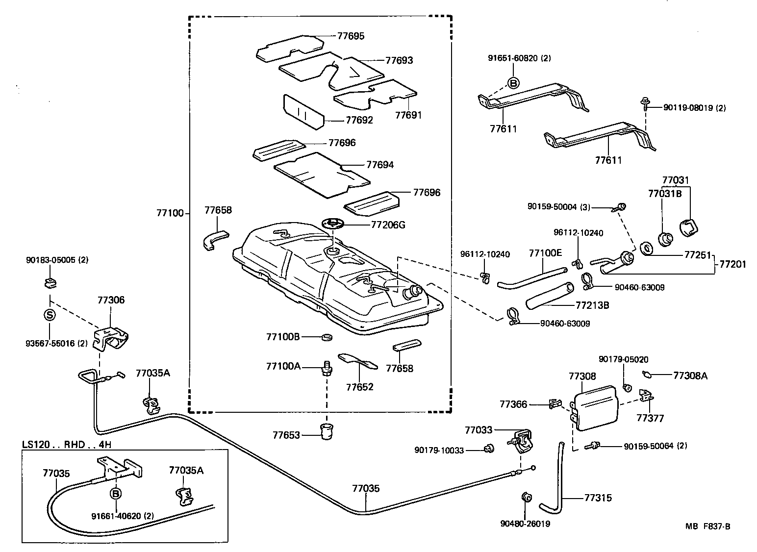 77030-30010 CABLE SUB-ASSY, FUEL LID LOCK CONTROL product image