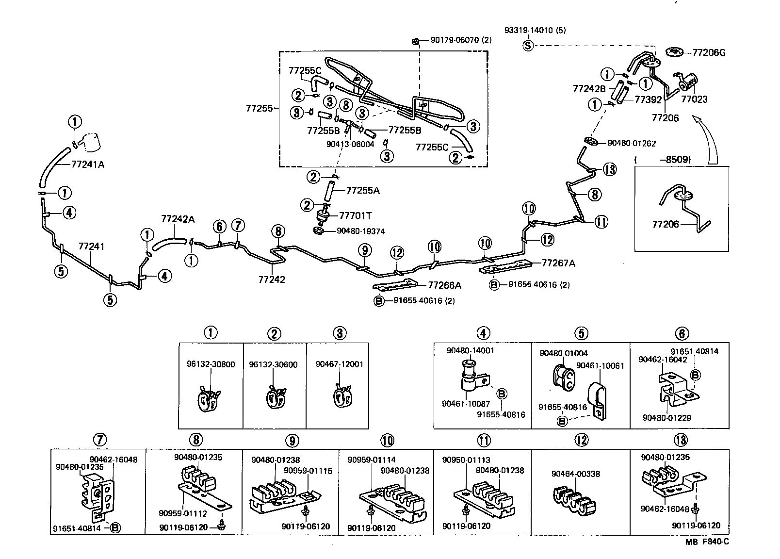 77030-30010 CABLE SUB-ASSY, FUEL LID LOCK CONTROL product image