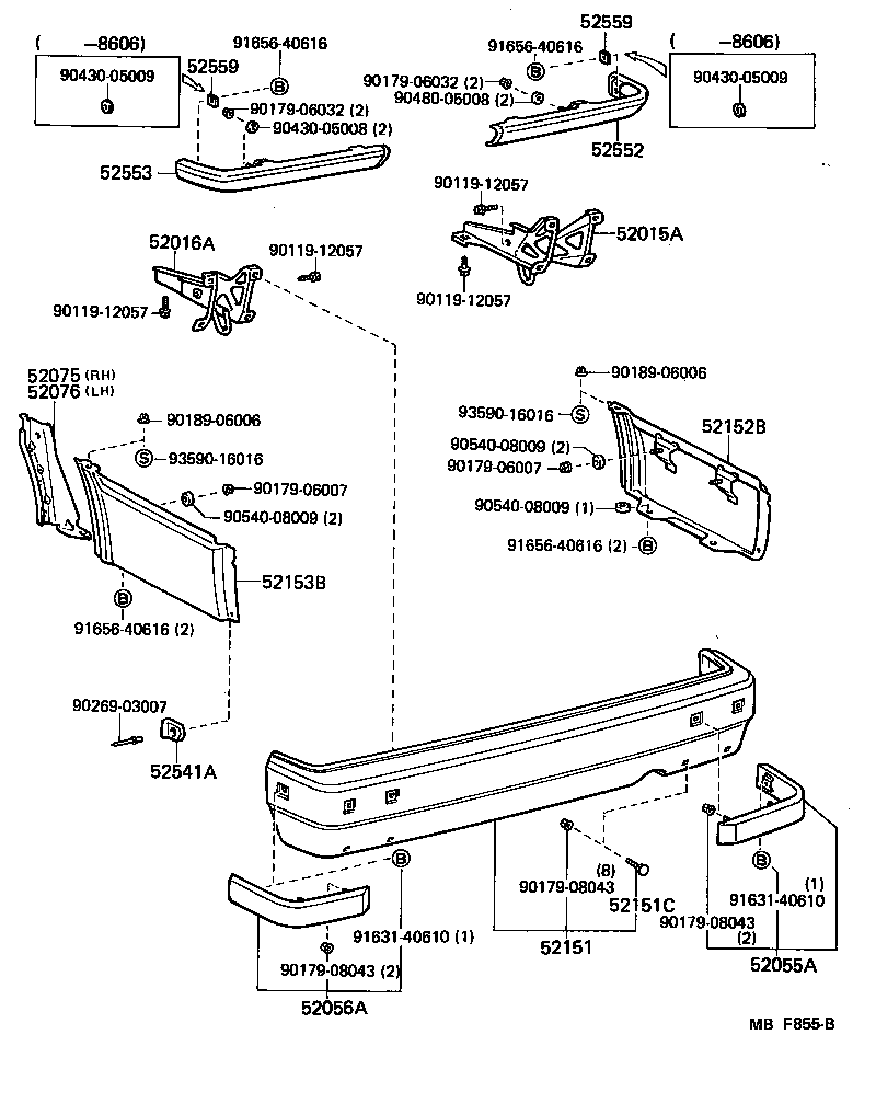 52076-30010 RETAINER SUB-ASSY, REAR BUMPER SIDE, LH product image