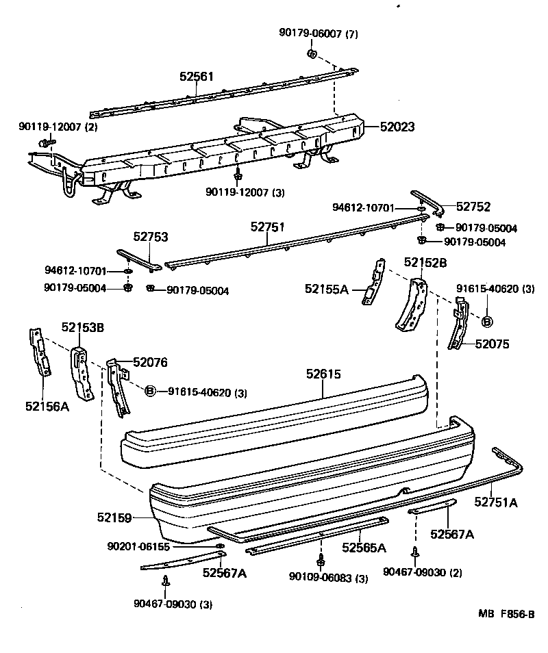52076-30010 RETAINER SUB-ASSY, REAR BUMPER SIDE, LH product image