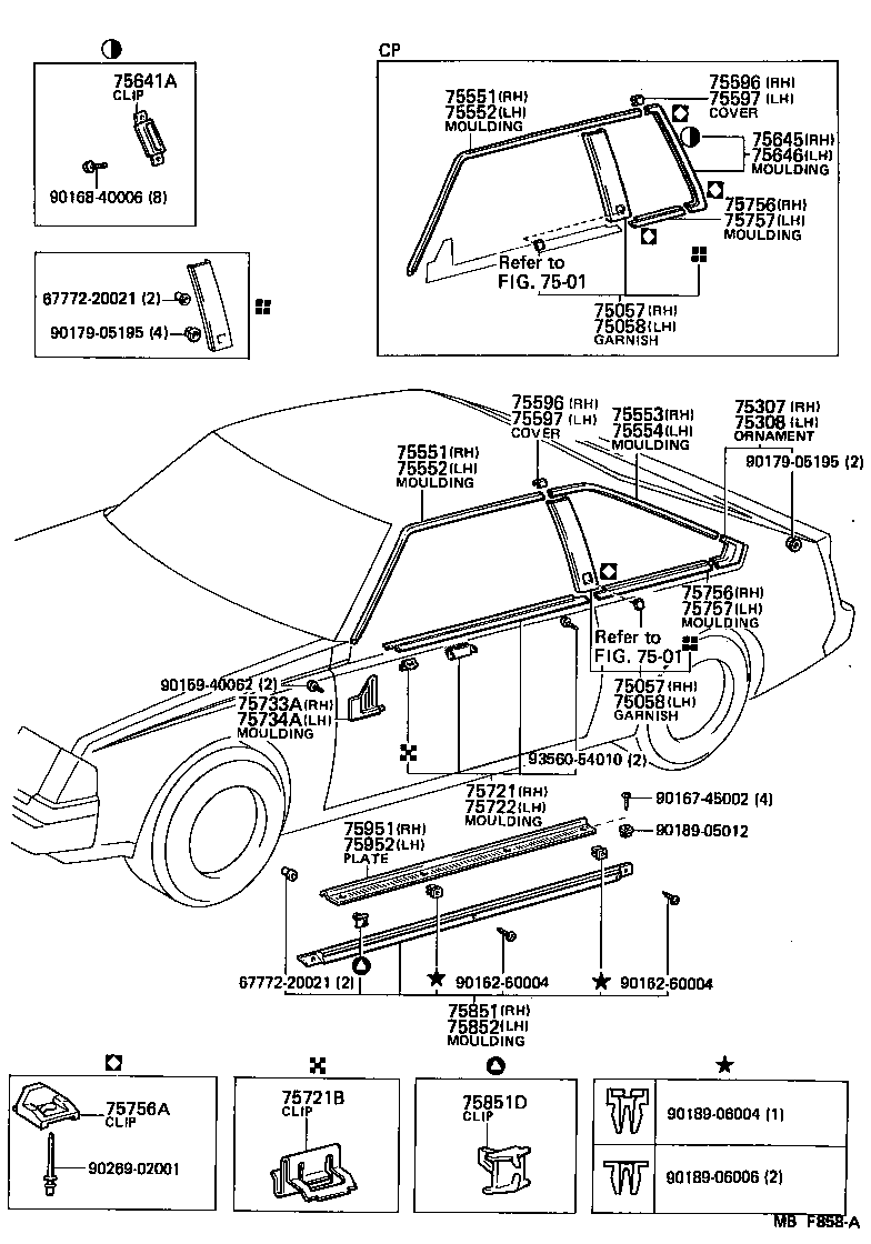75307-19035 ORNAMENT SUB-ASSY, QUARTER PANEL, RH product image