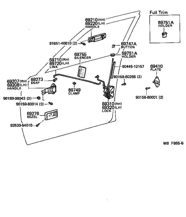 Toyota 69210-90A00 HANDLE ASSY, FRONT DOOR, OUTSIDE RH