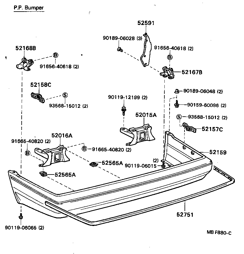 52575-20020 RETAINER, REAR BUMPER SIDE, RH product image