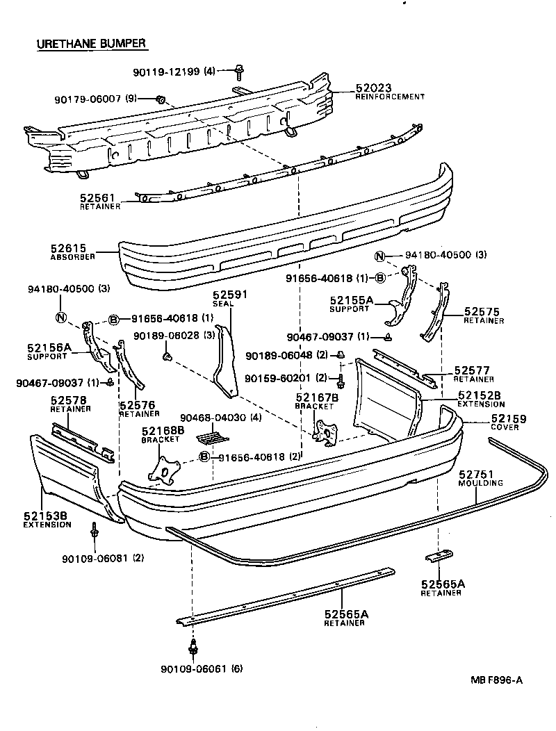 52575-20020 RETAINER, REAR BUMPER SIDE, RH product image