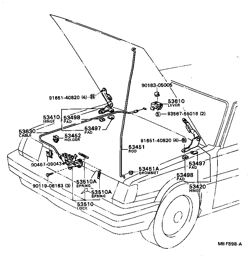 53630-20140 CABLE ASSY, HOOD LOCK CONTROL product image