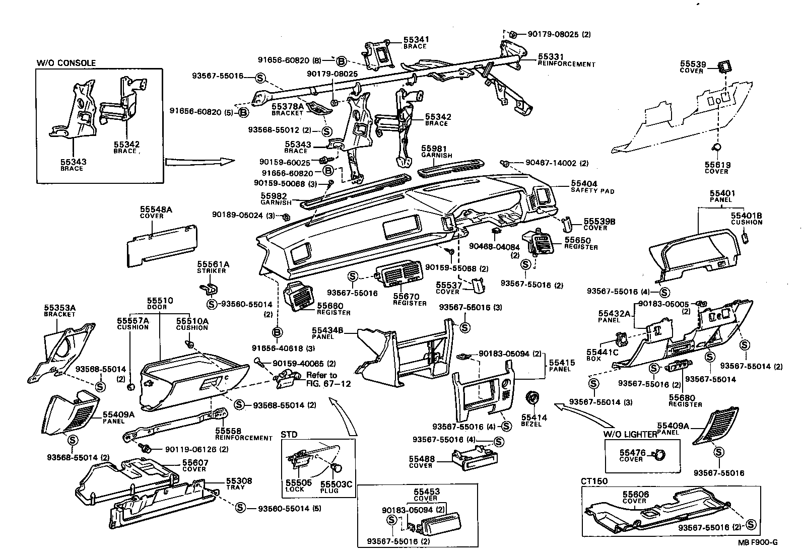 55341-20100 BRACE, INSTRUMENT PANEL, NO.1 product image