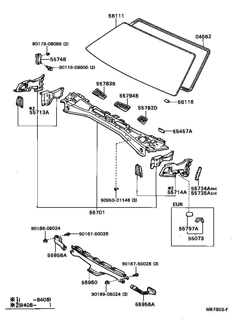 55781-20100 LOUVER, COWL TOP VENTILATOR, RH product image