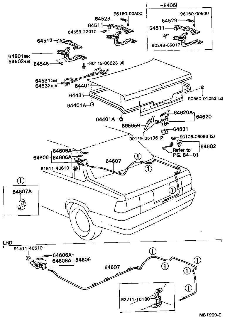 64510-20100 HINGE SUB-ASSY, LUGGAGE COMPARTMENT DOOR, RH product image
