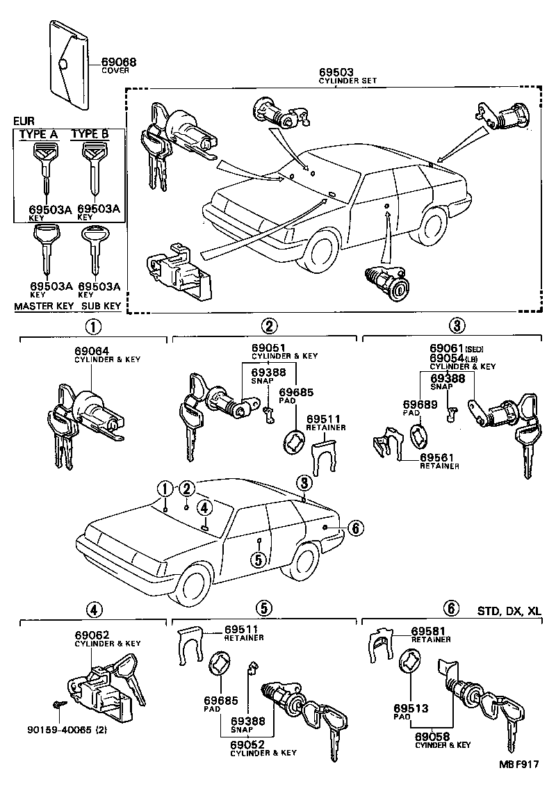 69005-20320 CYLINDER SET, LOCK product image
