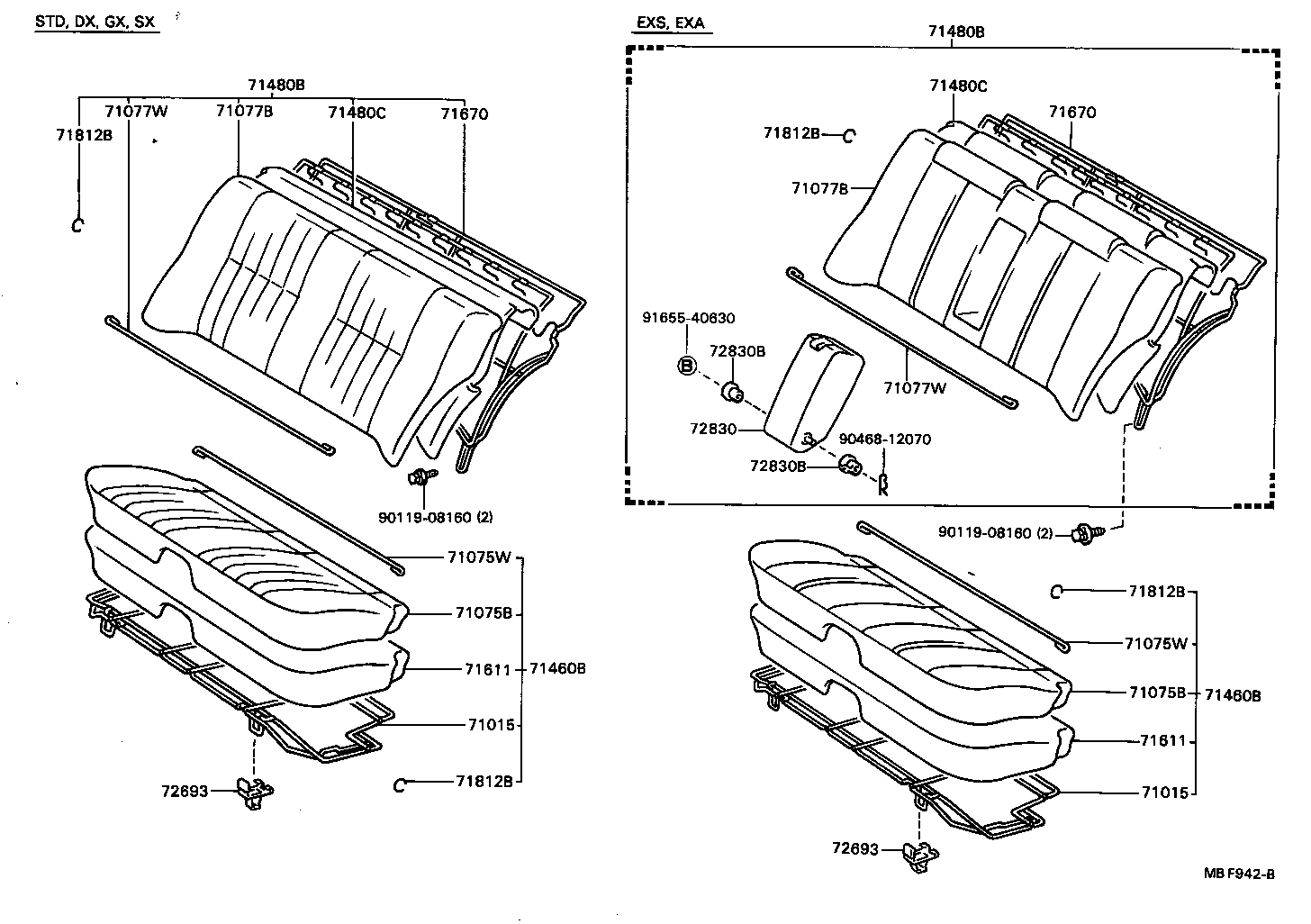 71015-20160 FRAME SUB-ASSY, REAR SEAT CUSHION product image