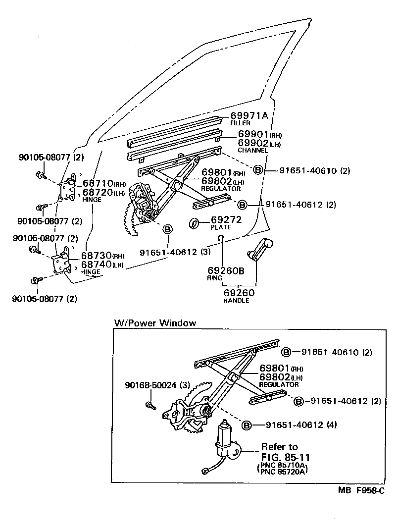 Toyota 68720-12080 HINGE ASSY, FRONT DOOR, UPPER LH