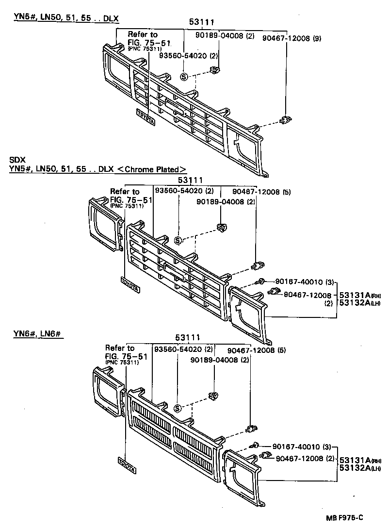 53111-89129 GRILLE, RADIATOR product image