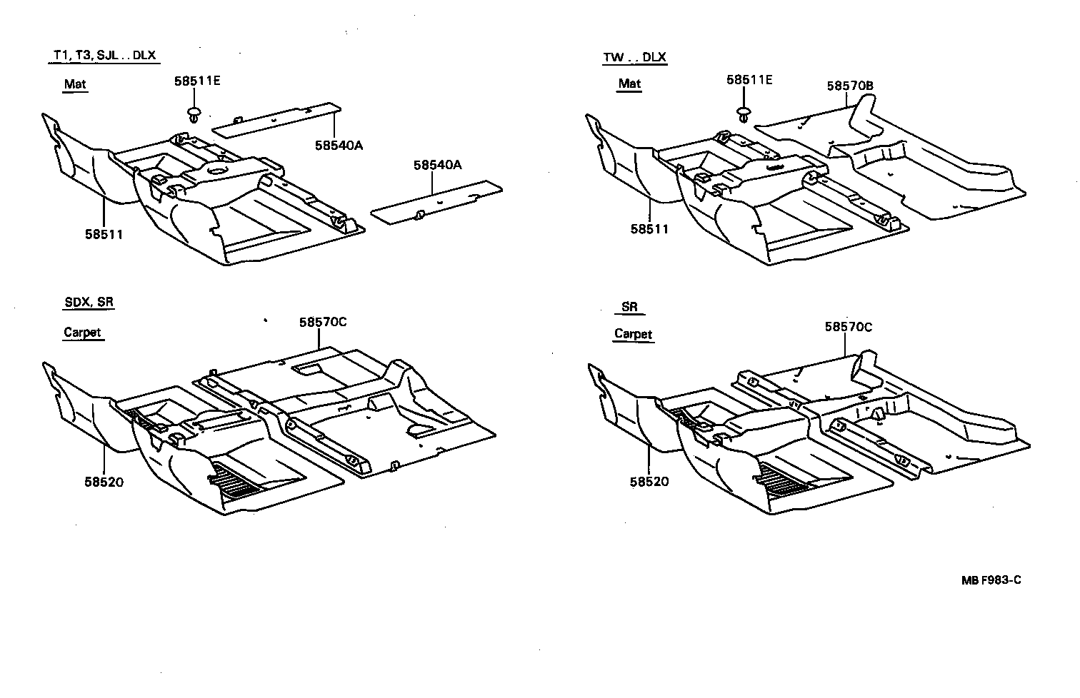 58540-89147-06 CARPET ASSY, REAR FLOOR product image