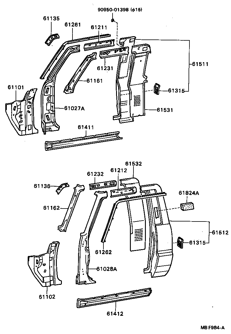 61532-89118 PANEL, BACK CORNER, INNER LH product image