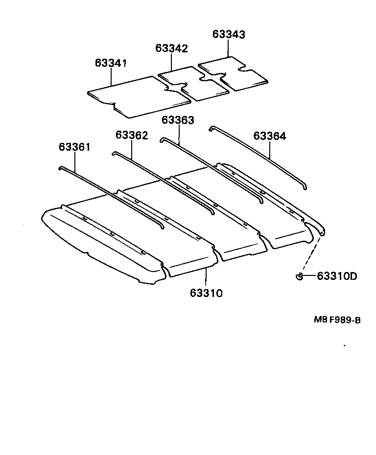 63362-89106 SUPPORT, ROOF HEADLINING, NO.4 product image
