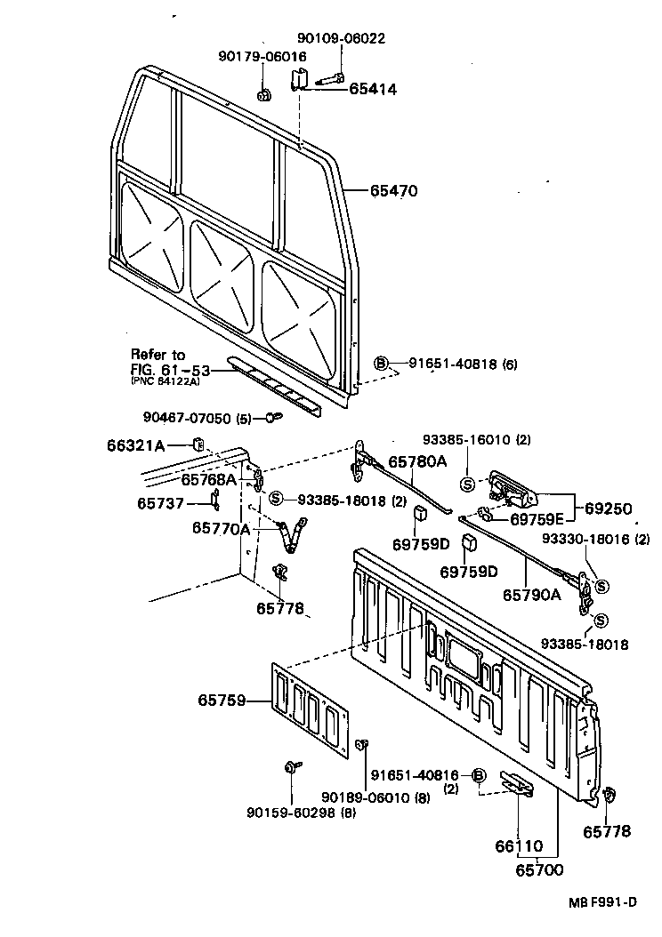 65700-89141 GATE ASSY, REAR BODY TAIL product image