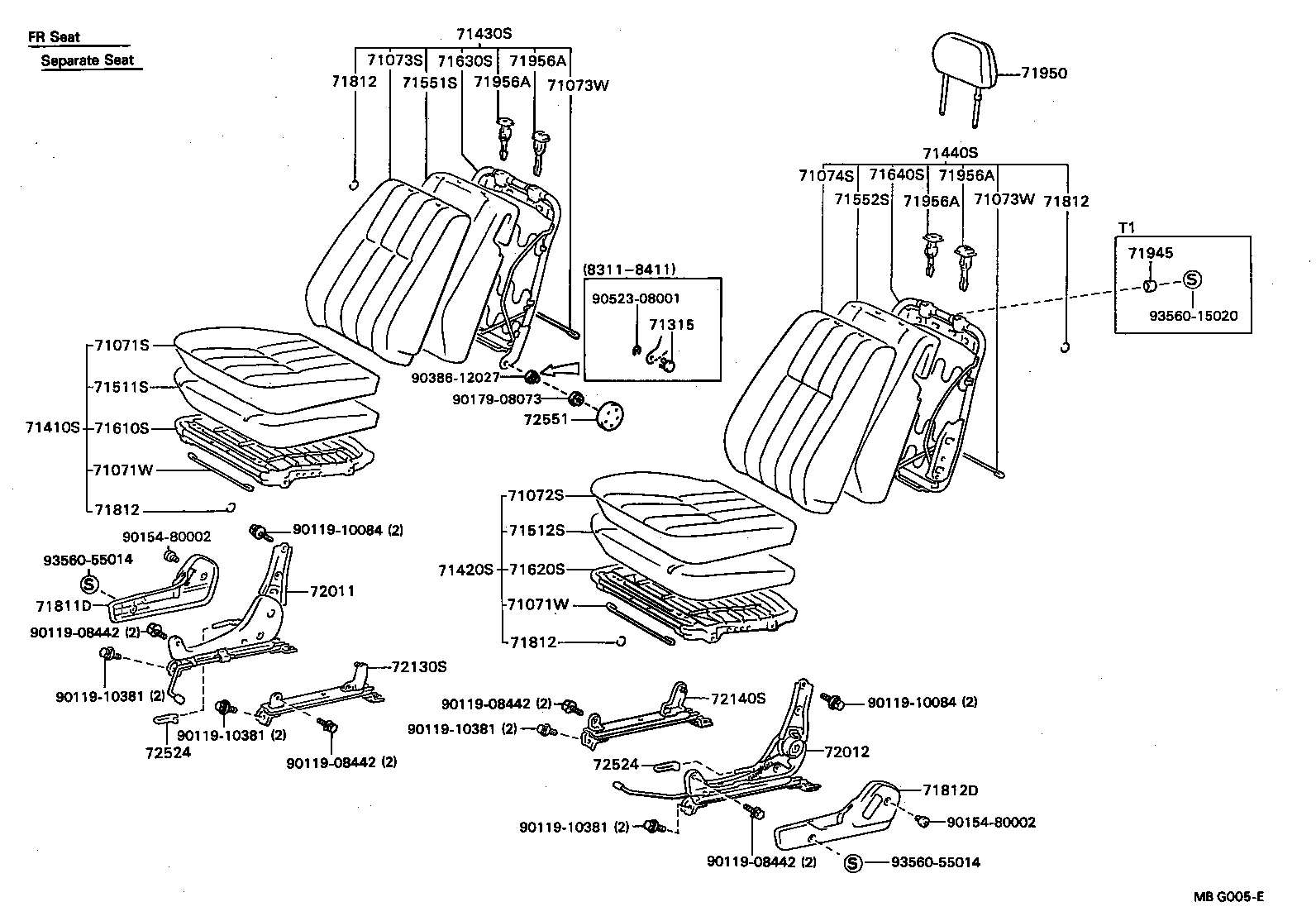 71015-89104 FRAME SUB-ASSY, REAR SEAT CUSHION, RH product image